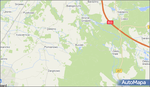 mapa Buczek gmina Białogard, Buczek gmina Białogard na mapie Targeo