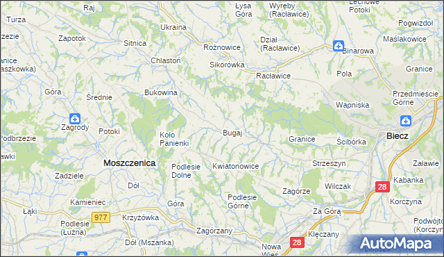 mapa Bugaj gmina Biecz, Bugaj gmina Biecz na mapie Targeo