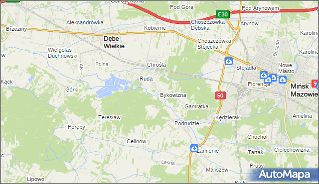 mapa Bykowizna, Bykowizna na mapie Targeo