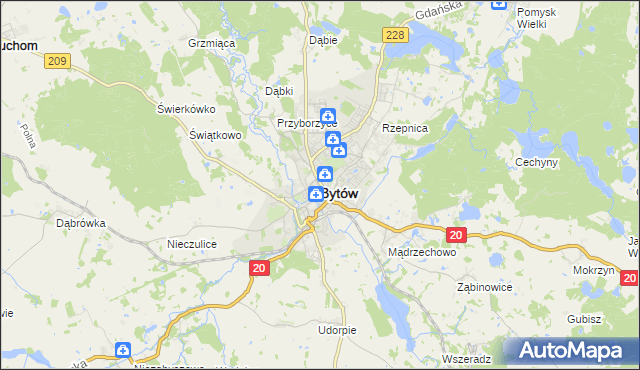 mapa Bytów, Bytów na mapie Targeo