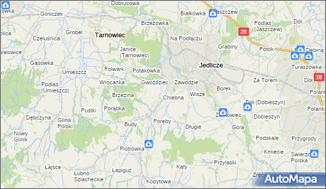 mapa Chlebna gmina Jedlicze, Chlebna gmina Jedlicze na mapie Targeo