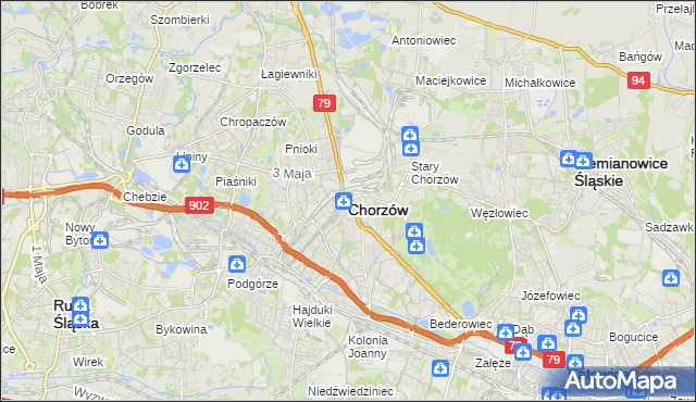 mapa Chorzów, Chorzów na mapie Targeo