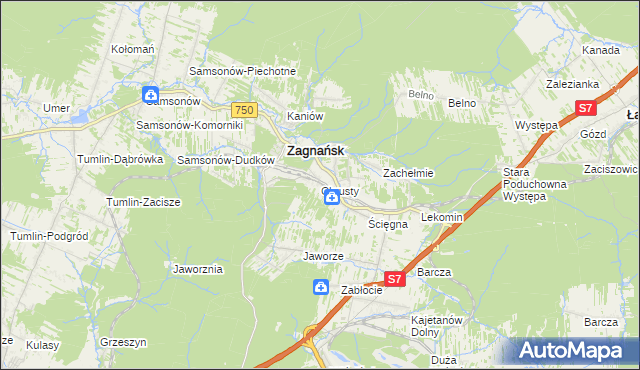 mapa Chrusty gmina Zagnańsk, Chrusty gmina Zagnańsk na mapie Targeo