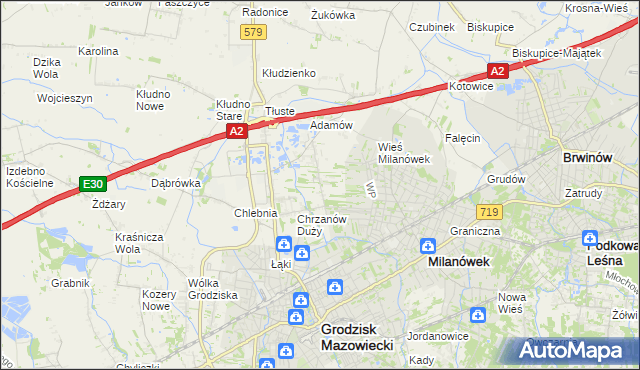 mapa Chrzanów Mały, Chrzanów Mały na mapie Targeo