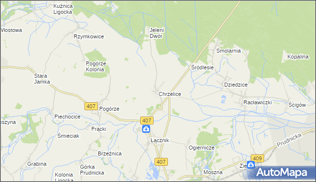 mapa Chrzelice, Chrzelice na mapie Targeo