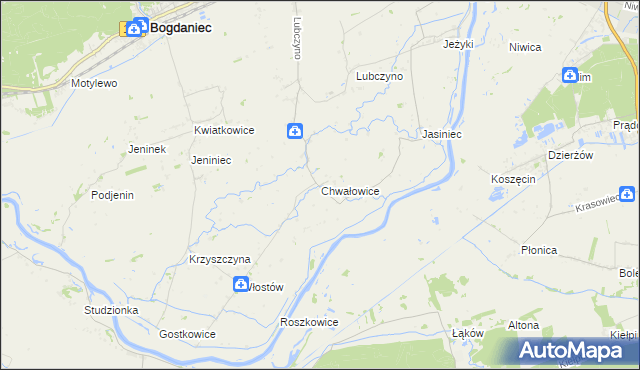 mapa Chwałowice gmina Bogdaniec, Chwałowice gmina Bogdaniec na mapie Targeo