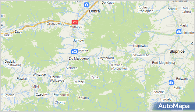 mapa Chyszówki, Chyszówki na mapie Targeo