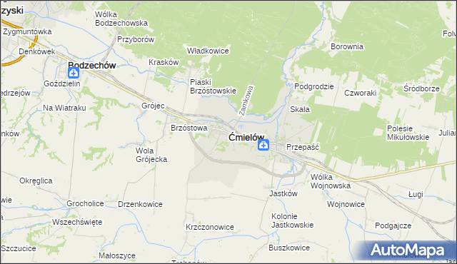 mapa Ćmielów, Ćmielów na mapie Targeo