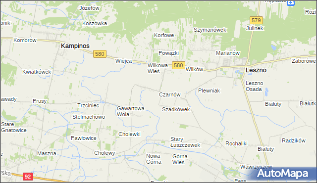 mapa Czarnów gmina Leszno, Czarnów gmina Leszno na mapie Targeo