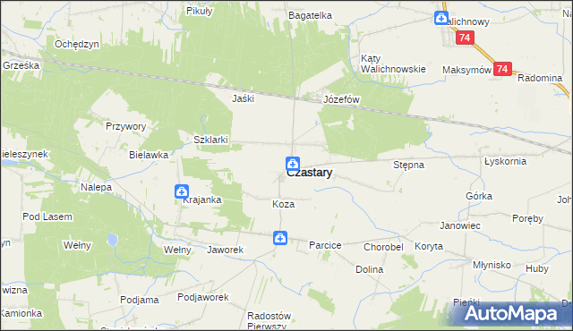 mapa Czastary, Czastary na mapie Targeo