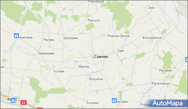 mapa Czermin powiat pleszewski, Czermin powiat pleszewski na mapie Targeo