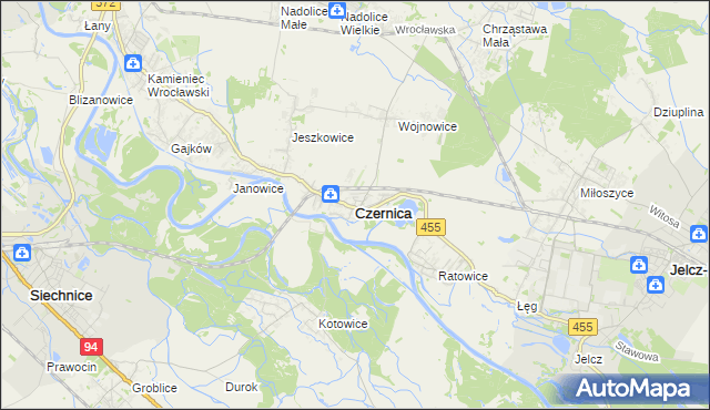 mapa Czernica powiat wrocławski, Czernica powiat wrocławski na mapie Targeo