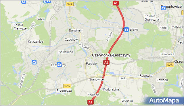 mapa Czerwionka-Leszczyny, Czerwionka-Leszczyny na mapie Targeo