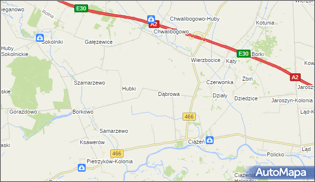mapa Dąbrowa gmina Lądek, Dąbrowa gmina Lądek na mapie Targeo