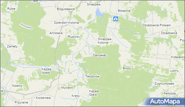 mapa Danowiec, Danowiec na mapie Targeo