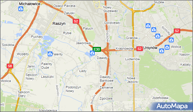 mapa Dawidy gmina Raszyn, Dawidy gmina Raszyn na mapie Targeo