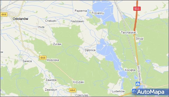 mapa Dębnica gmina Przygodzice, Dębnica gmina Przygodzice na mapie Targeo