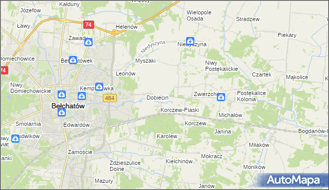 mapa Dobiecin Osada, Dobiecin Osada na mapie Targeo