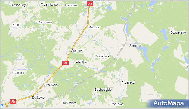 mapa Domanice gmina Miastko, Domanice gmina Miastko na mapie Targeo