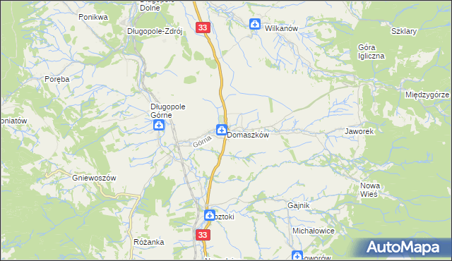 mapa Domaszków gmina Międzylesie, Domaszków gmina Międzylesie na mapie Targeo