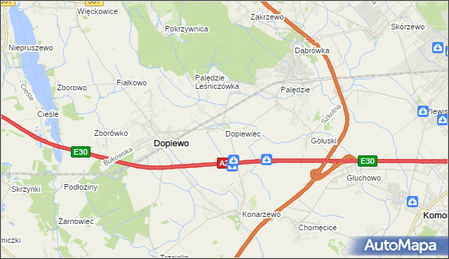 mapa Dopiewiec, Dopiewiec na mapie Targeo