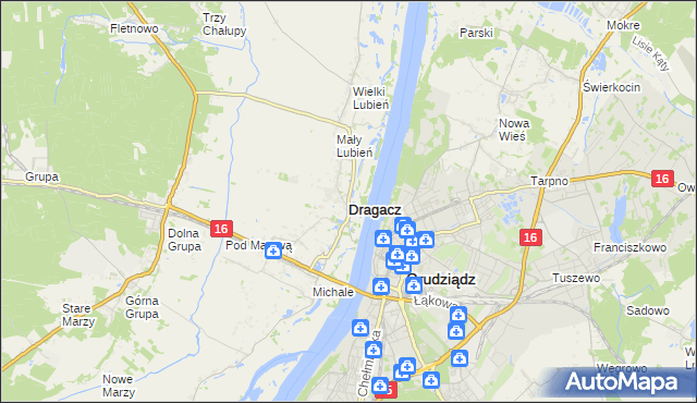 mapa Dragacz, Dragacz na mapie Targeo