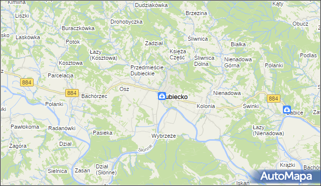 mapa Dubiecko, Dubiecko na mapie Targeo