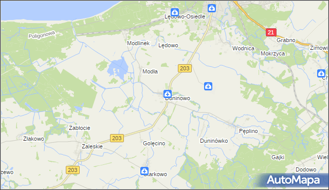 mapa Duninowo, Duninowo na mapie Targeo