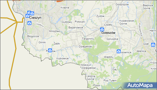 mapa Dzięgielów, Dzięgielów na mapie Targeo