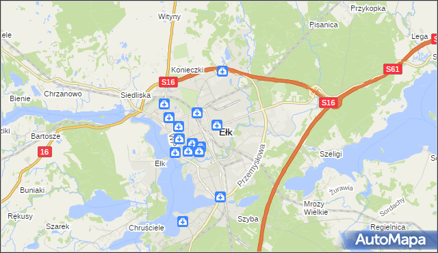mapa Ełku, Ełk na mapie Targeo