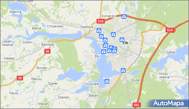 mapa Ełk powiat ełcki, Ełk powiat ełcki na mapie Targeo