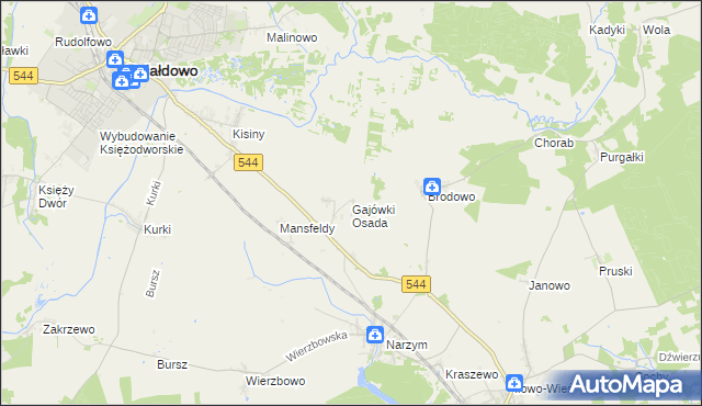 mapa Gajówki Osada, Gajówki Osada na mapie Targeo