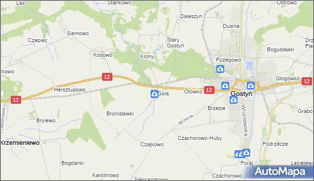 mapa Gola gmina Gostyń, Gola gmina Gostyń na mapie Targeo