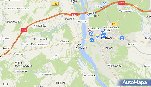 mapa Góra Puławska, Góra Puławska na mapie Targeo