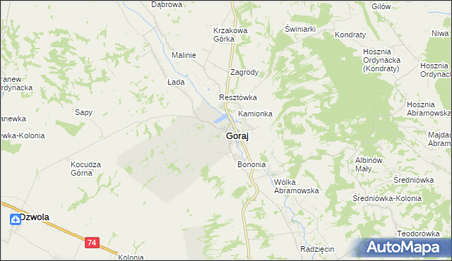 mapa Goraj powiat biłgorajski, Goraj powiat biłgorajski na mapie Targeo