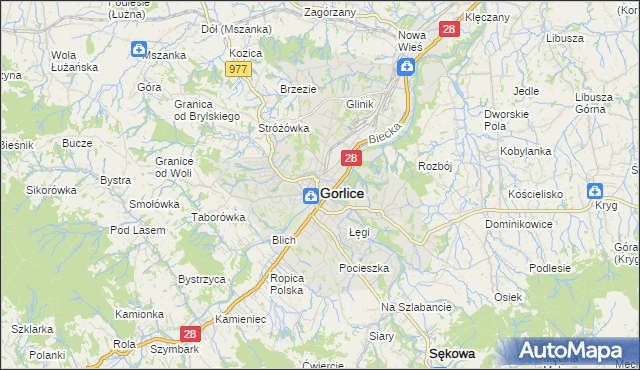 mapa Gorlic, Gorlice na mapie Targeo