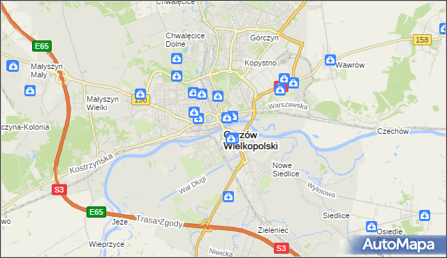 mapa Gorzów Wielkopolski, Gorzów Wielkopolski na mapie Targeo