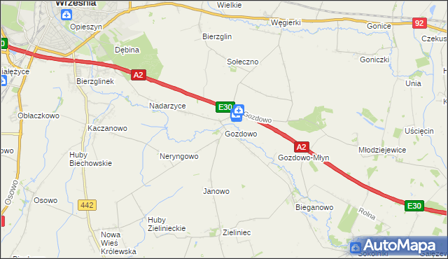 mapa Gozdowo gmina Września, Gozdowo gmina Września na mapie Targeo