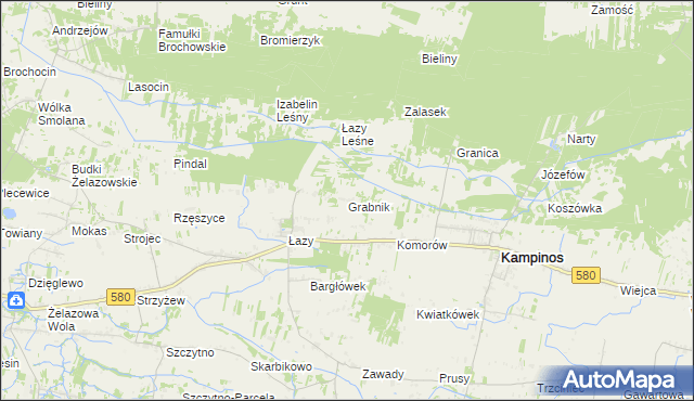 mapa Grabnik gmina Kampinos, Grabnik gmina Kampinos na mapie Targeo