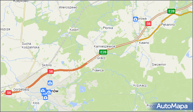 mapa Gracz, Gracz na mapie Targeo