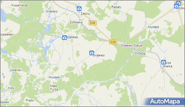 mapa Gralewo gmina Płośnica, Gralewo gmina Płośnica na mapie Targeo