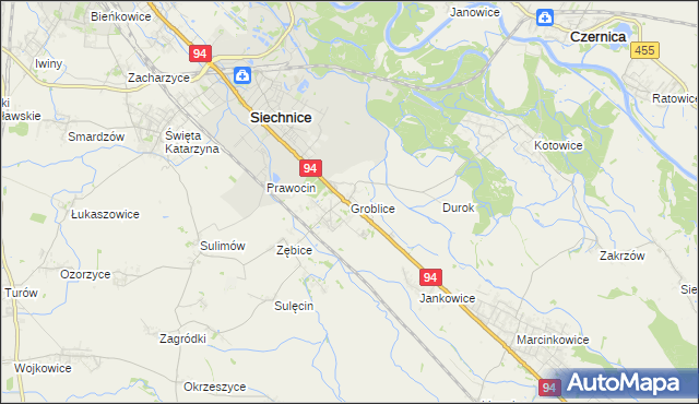 mapa Groblice, Groblice na mapie Targeo