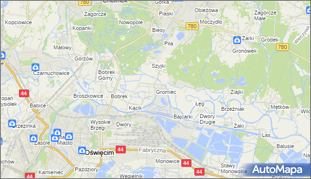 mapa Gromiec, Gromiec na mapie Targeo