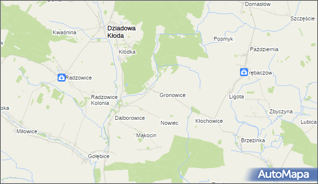 mapa Gronowice gmina Dziadowa Kłoda, Gronowice gmina Dziadowa Kłoda na mapie Targeo