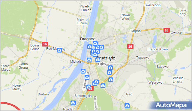 mapa Grudziądza, Grudziądz na mapie Targeo