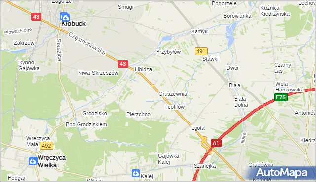 mapa Gruszewnia, Gruszewnia na mapie Targeo