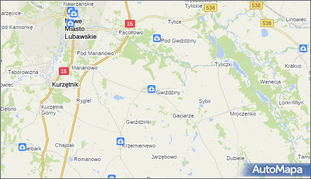 mapa Gwiździny gmina Nowe Miasto Lubawskie, Gwiździny gmina Nowe Miasto Lubawskie na mapie Targeo