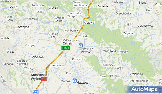 mapa Jabłonica Polska, Jabłonica Polska na mapie Targeo