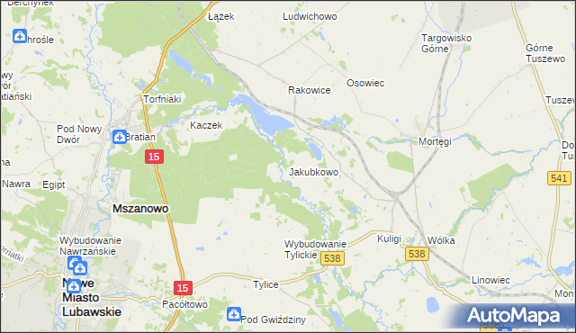 mapa Jakubkowo gmina Grodziczno, Jakubkowo gmina Grodziczno na mapie Targeo