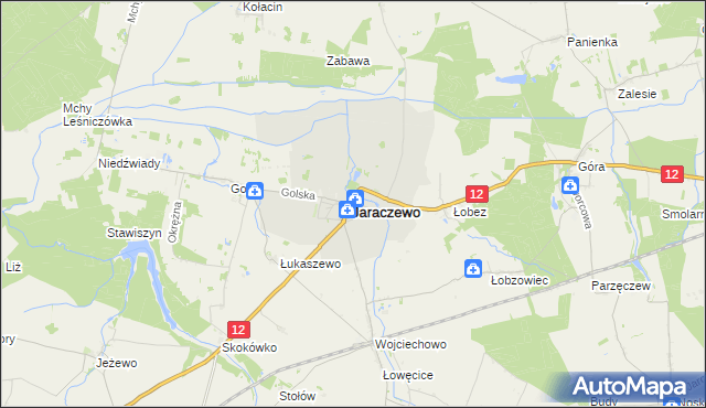 mapa Jaraczewo powiat jarociński, Jaraczewo powiat jarociński na mapie Targeo